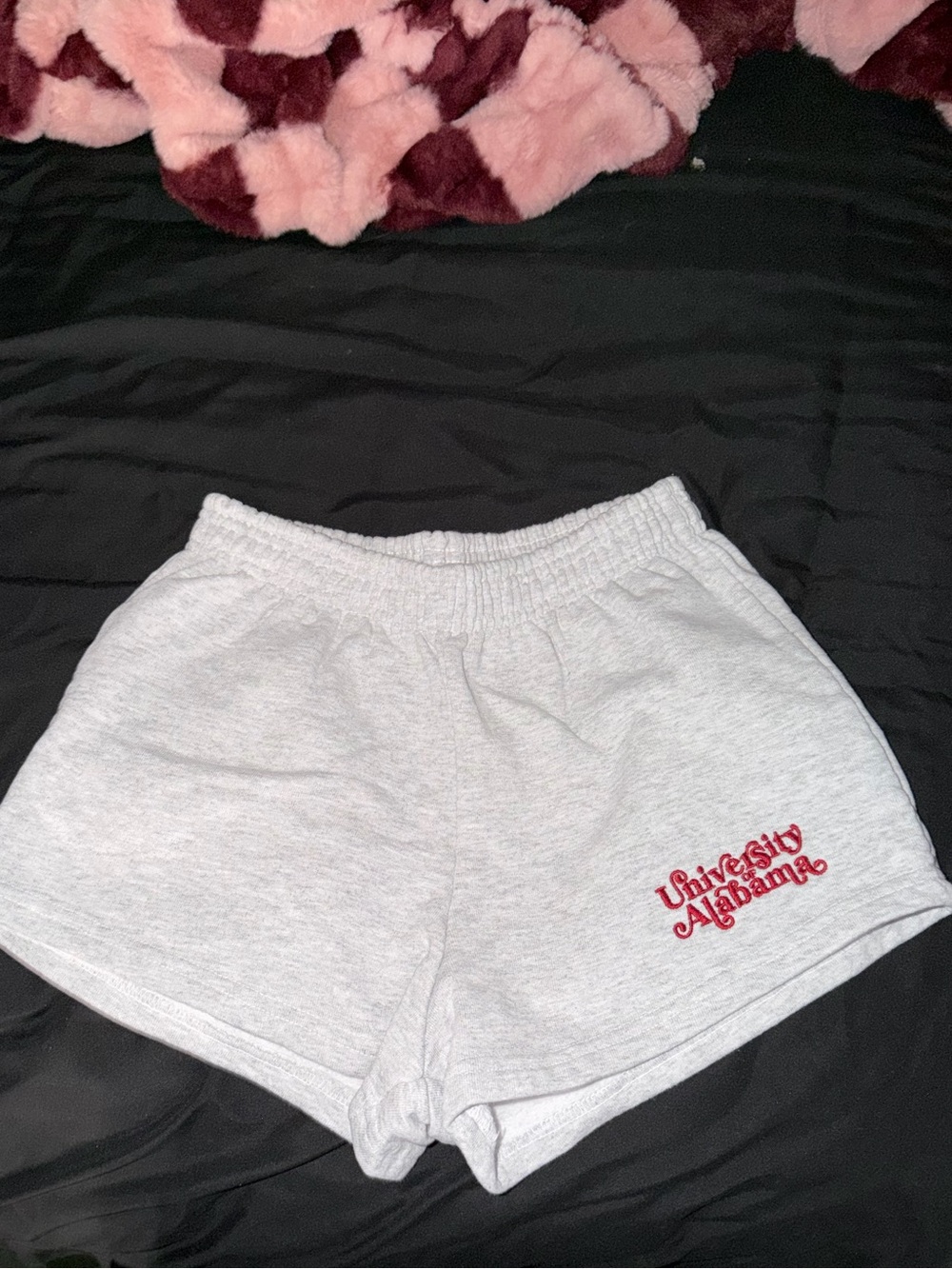 Los Angeles Apparel Gray Athletic Shorts with Red Script Logo